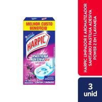 Pastilha Adesiva Sanitria Harpic 2 em 1 Lavanda com 3 unidades