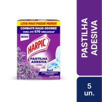 Pastilha Adesiva Sanitria Harpic 2 em 1 Lavanda Leve 5 Pague 4 Unidades
