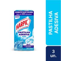 Pastilha Adesiva Sanitria Harpic 2 em 1 Marine 3 Unidades