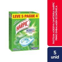 Pastilha Adesiva Sanitria Harpic 2 em 1 Lavanda Leve 5 Pague 4 Unidades