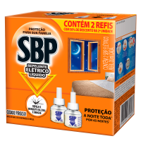 Repelente Eltrico Lquido Sbp 45 Noites 2 Refis 35Ml Com 50% Off Na 2 Unidade