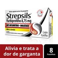 Pastilhas para garganta Strepsils Sabor Mel e Limo - Caixa 8 Pastilhas