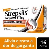 Pastilhas para garganta Strepsils Sabor Laranja - Sem acar - Caixa 16 Pastilhas