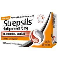 Pastilhas para garganta Strepsils Sabor Laranja - Sem acar - Caixa 16 Pastilhas