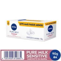 Pack Sabonete em Barra Sensitive Nivea Pure Milk Beauty Elixir Caixa 6 Unidades 90g Cada Leve Mais Pague Menos