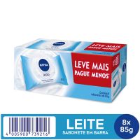 Pack Sabonete em Barra Hidratante Leite Nivea Flow Pack 8 Unidades 85g Cada