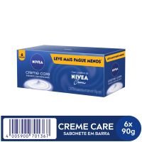 Pack Sabonete em Barra com Hidratante Nivea Creme Care Caixa 6 Unidades de 90g Cada Leve Mais Pague Menos