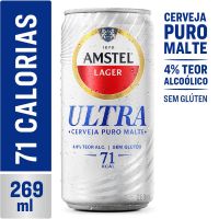 Cerveja Lager Puro Malte sem Glten Amstel Ultra Lata 269ml