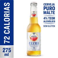 Cerveja Lager Puro Malte sem Glten Amstel Ultra Garrafa 275ml