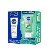 PROT SOL FACIAL T.SECO FPS70 40ML + GEL LIMPEZA REFRESC CONTR BRILHO 150GR