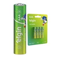 Pilha Alcalina Elgin LR03 1,5V AAA com 4 unidades