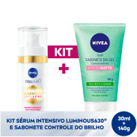 Kit NIVEA LUMINOUS 630 Srum Intensivo - 30 mL + NIVEA Sabonete em Gel Controle do Brilho - 145g.