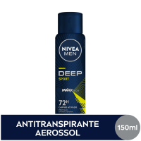 NIVEA MEN Antitranspirante Aerossol Deep Sport MaxxTech Carvo Ativado 150ml