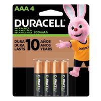 Pilha Recarregvel Duracell AAA Palito com 4 unidades