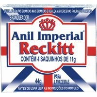 Branqueador Finalizador Anil Imperial Reckitt com 4 saquinhos de 11g cada